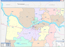 Florence-Muscle Shoals Metro Area Wall Map Color Cast Style 2026